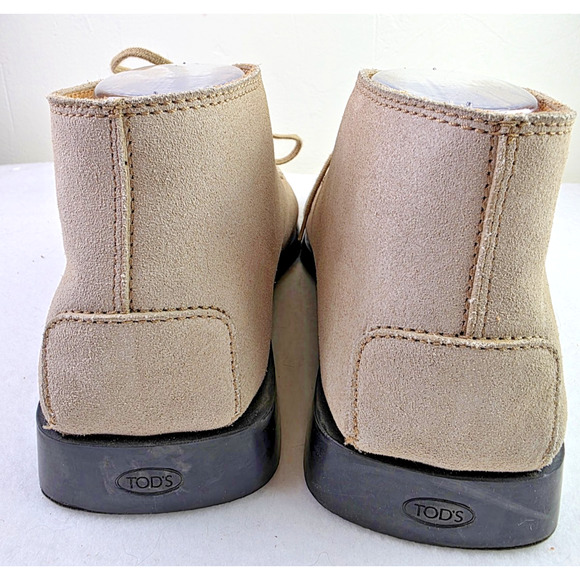 Tod’s Desert Chukka Boots Mens Sz 8 Tan Suede Lace Up Luxury Casual Ankle Boots - Picture 4 of 9
